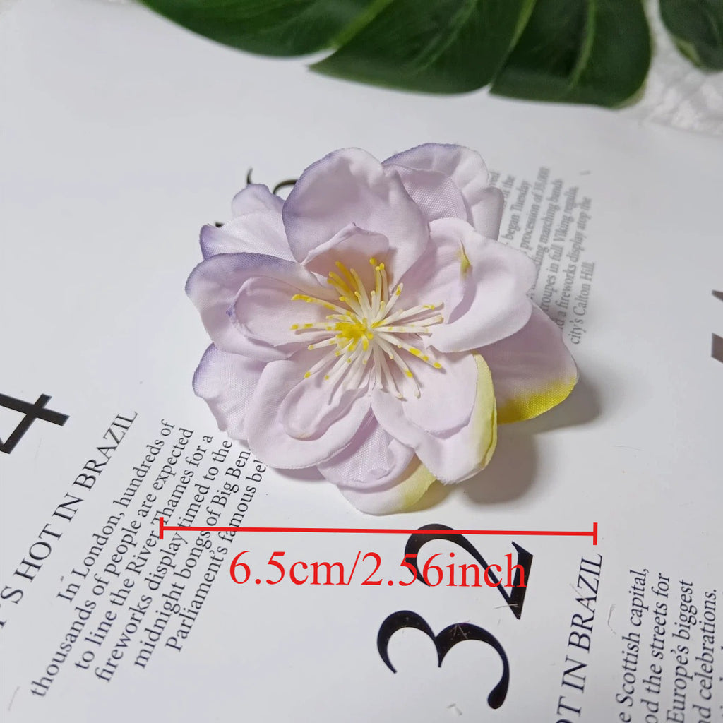 Tête de Camélia Artificielle 6,5 cm, Fleur en Tissu Vintage, Bords Effet Ancien, pour Création DIY, Mariage Champêtre, Accessoire Cheveux, Déco