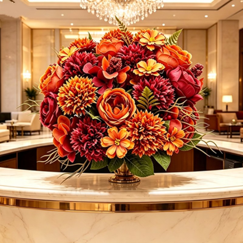 Lot de 3 Bouquets Fleurs Artificielles, Rose & Chrysanthème d'Automne, 32 cm, Style Champêtre Rétro, Décoration Maison, Mariage, Événementiel