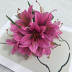 Bouquet de Lys Artificiels 30 cm, Fleurs en Soie au Rendu Naturel, pour Vase, Décoration Maison, Mariage, Ambiance Bohème et Champêtre