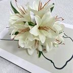 Bouquet de Lys Artificiels 30 cm, Fleurs en Soie au Rendu Naturel, pour Vase, Décoration Maison, Mariage, Ambiance Bohème et Champêtre