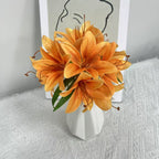 Bouquet de Lys Artificiels 30 cm, Fleurs en Soie au Rendu Naturel, pour Vase, Décoration Maison, Mariage, Ambiance Bohème et Champêtre