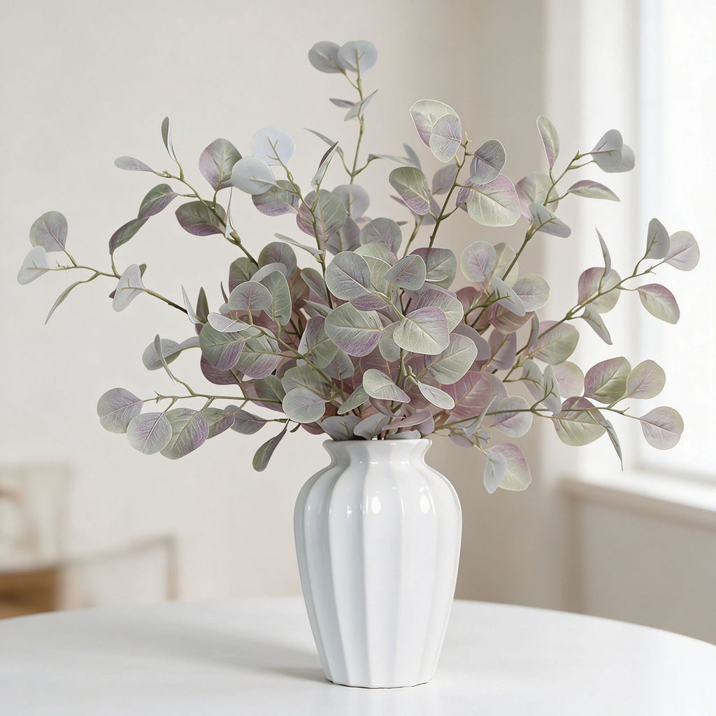 Tige d'Eucalyptus Artificiel Populus 85cm, Feuillage d'Automne au Toucher Réel, Grande Branche pour Vase, Décoration Maison, Mariage Champêtre