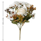 Bouquet Artificiel Tournesol & Pivoine, 30 cm, Tons d'Automne, Décoration Maison, Mariage, Ambiance Champêtre Chic