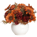 Bouquet Artificiel Tournesol & Pivoine, 30 cm, Tons d'Automne, Décoration Maison, Mariage, Ambiance Champêtre Chic