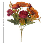 Bouquet Artificiel Tournesol & Pivoine, 30 cm, Tons d'Automne, Décoration Maison, Mariage, Ambiance Champêtre Chic