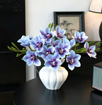 Branche Orchidée Cymbidium Artificielle 55 cm, 3 Fleurs au Réalisme Saisissant, Tige pour Bouquet, Vase, Décoration d'Intérieur, Mariage Chic et Champêtre