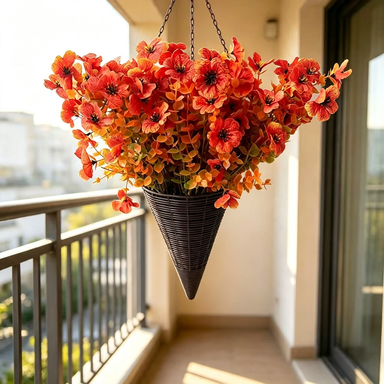 Lot de 2 Bouquets Artificiels Eucalyptus et Violettes, 36cm, Fleurs d'Automne au Charme Rétro, pour Vase, Déco Maison, Mariage Champêtre