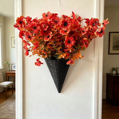 Lot de 2 Bouquets Artificiels Eucalyptus et Violettes, 36cm, Fleurs d'Automne au Charme Rétro, pour Vase, Déco Maison, Mariage Champêtre