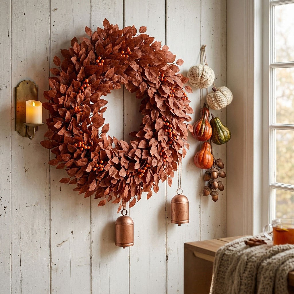Guirlande Feuillage Magnolia d'Automne, 200cm, Liane Artificielle au Rendu Naturel, Décoration Murale, Chemin de Table Mariage, Esprit Rétro Champêtre