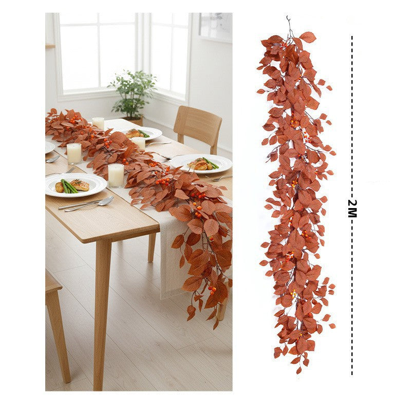 Guirlande Feuillage Magnolia d'Automne, 200cm, Liane Artificielle au Rendu Naturel, Décoration Murale, Chemin de Table Mariage, Esprit Rétro Champêtre