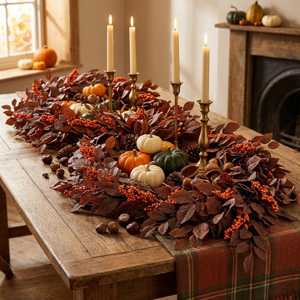 Guirlande Feuillage Magnolia d'Automne, 200cm, Liane Artificielle au Rendu Naturel, Décoration Murale, Chemin de Table Mariage, Esprit Rétro Champêtre