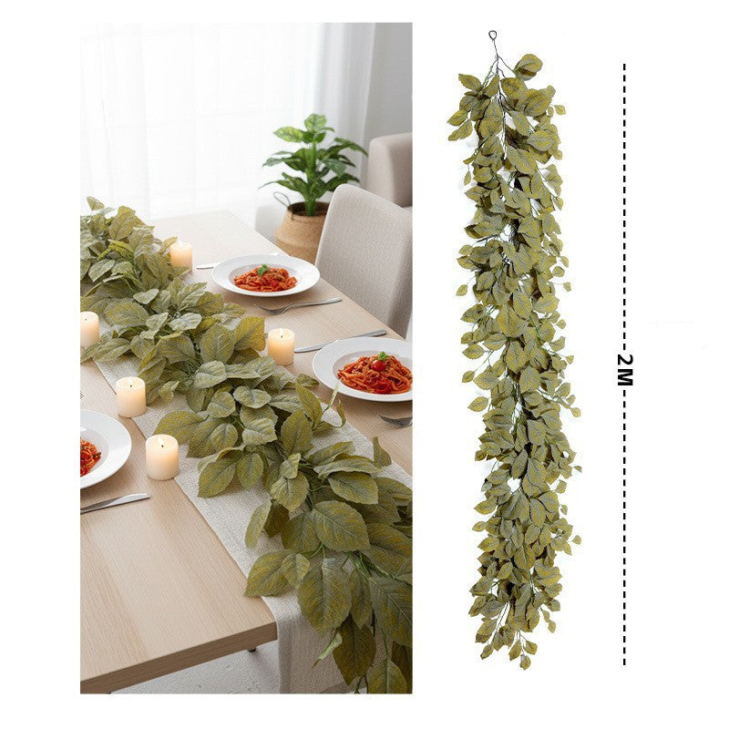 Guirlande Feuillage Magnolia d'Automne, 200cm, Liane Artificielle au Rendu Naturel, Décoration Murale, Chemin de Table Mariage, Esprit Rétro Champêtre
