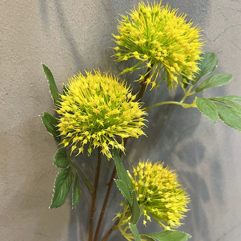 Fleurs d'Ail Artificielles (Allium), Tige Haute 67cm avec 3 Têtes, Décoration Champêtre Chic pour Vase, Maison, Mariage, Ambiance Sud de la France