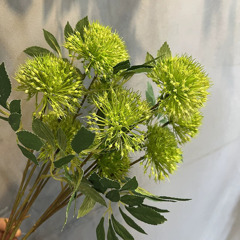 Fleurs d'Ail Artificielles (Allium), Tige Haute 67cm avec 3 Têtes, Décoration Champêtre Chic pour Vase, Maison, Mariage, Ambiance Sud de la France