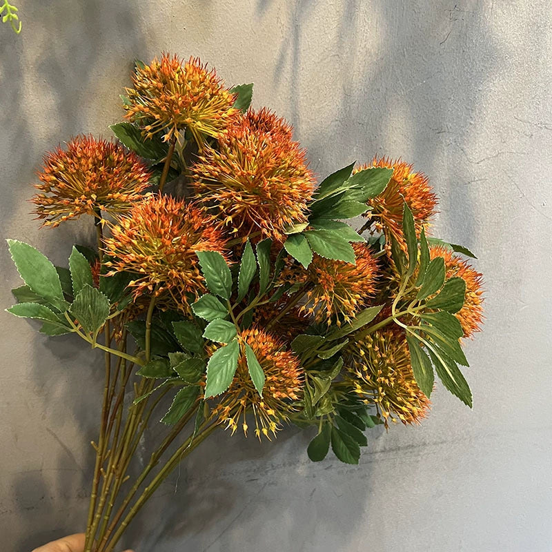 Fleurs d'Ail Artificielles (Allium), Tige Haute 67cm avec 3 Têtes, Décoration Champêtre Chic pour Vase, Maison, Mariage, Ambiance Sud de la France