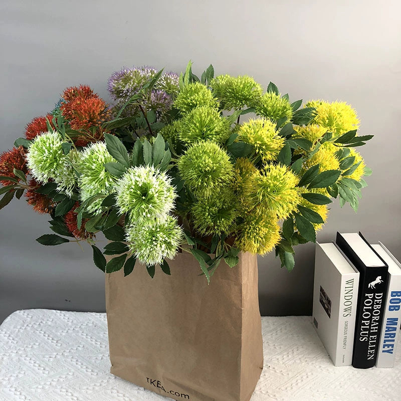 Fleurs d'Ail Artificielles (Allium), Tige Haute 67cm avec 3 Têtes, Décoration Champêtre Chic pour Vase, Maison, Mariage, Ambiance Sud de la France