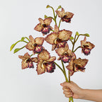 Orchidée Phalaenopsis Artificielle 52 cm, 3 Fleurs au Toucher Réel, Qualité Supérieure pour Mariage, Décoration d'Intérieur, Ambiance Champêtre et Rétro