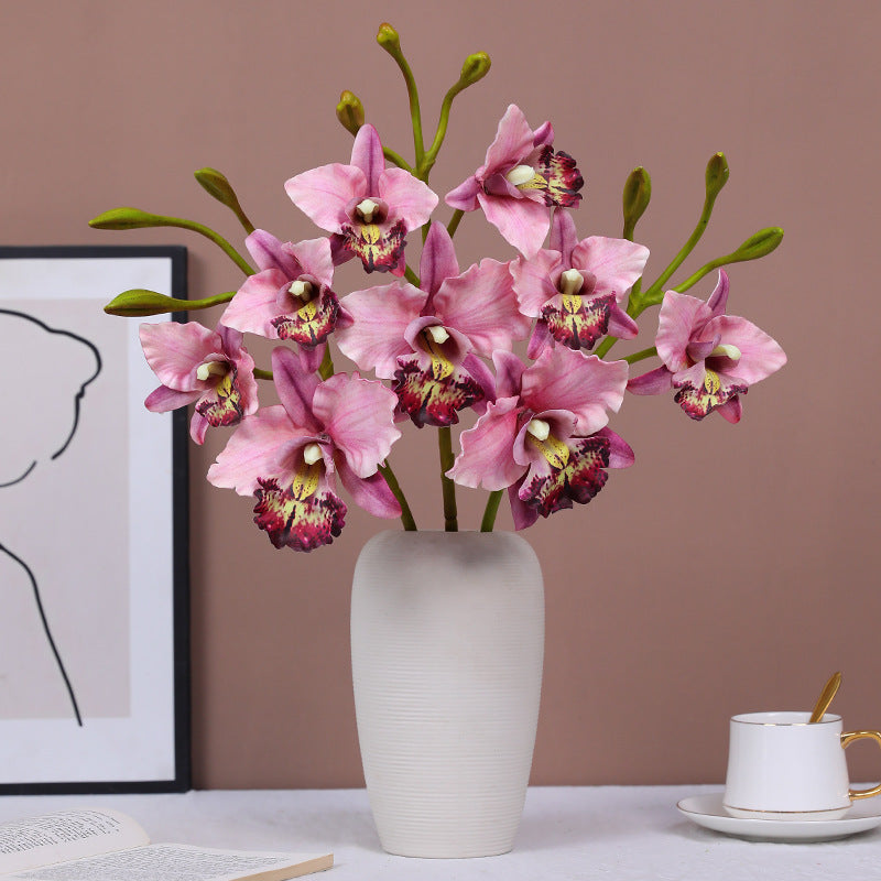 Orchidée Phalaenopsis Artificielle 52 cm, 3 Fleurs au Toucher Réel, Qualité Supérieure pour Mariage, Décoration d'Intérieur, Ambiance Champêtre et Rétro