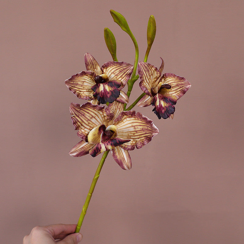 Orchidée Phalaenopsis Artificielle 52 cm, 3 Fleurs au Toucher Réel, Qualité Supérieure pour Mariage, Décoration d'Intérieur, Ambiance Champêtre et Rétro