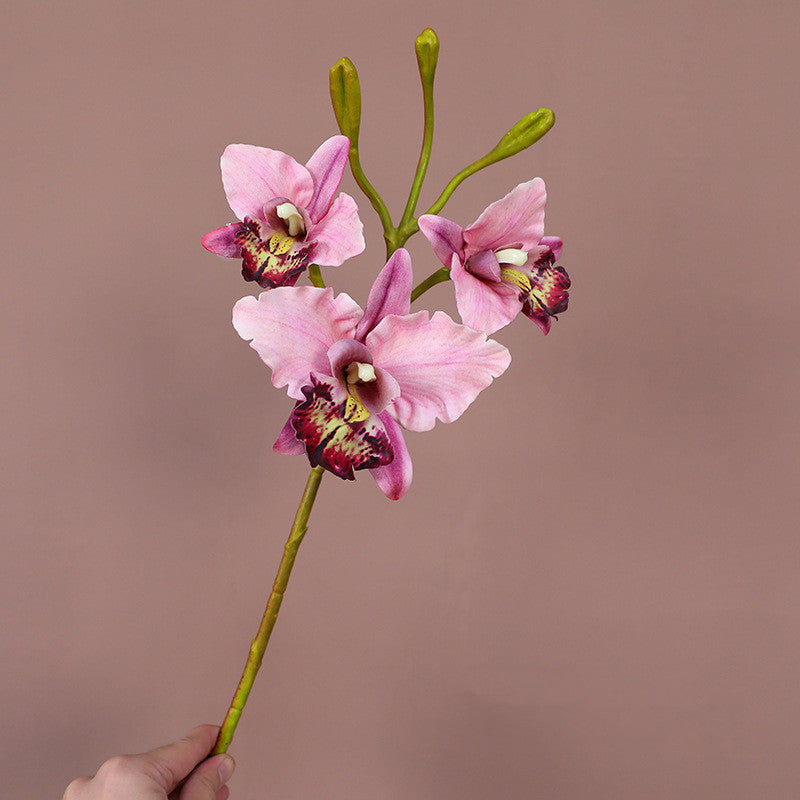 Orchidée Phalaenopsis Artificielle 52 cm, 3 Fleurs au Toucher Réel, Qualité Supérieure pour Mariage, Décoration d'Intérieur, Ambiance Champêtre et Rétro