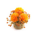 Lot de 2 Chrysanthèmes Pompon Artificiels en Pot Tressé, 14cm, Tons d'Automne, Réalisme Saisissant, Déco Campagne Chic, Mariage, Maison