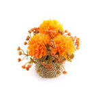 Lot de 2 Chrysanthèmes Pompon Artificiels en Pot Tressé, 14cm, Tons d'Automne, Réalisme Saisissant, Déco Campagne Chic, Mariage, Maison