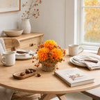 Lot de 2 Chrysanthèmes Pompon Artificiels en Pot Tressé, 14cm, Tons d'Automne, Réalisme Saisissant, Déco Campagne Chic, Mariage, Maison