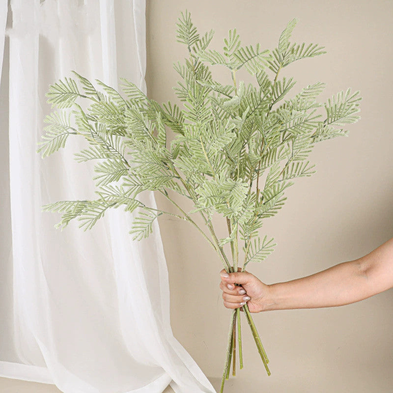 Plante artificielle Mimosa 75 cm, effet naturel, vert grisâtre, décoration intérieure, mariage, terrasse, café
