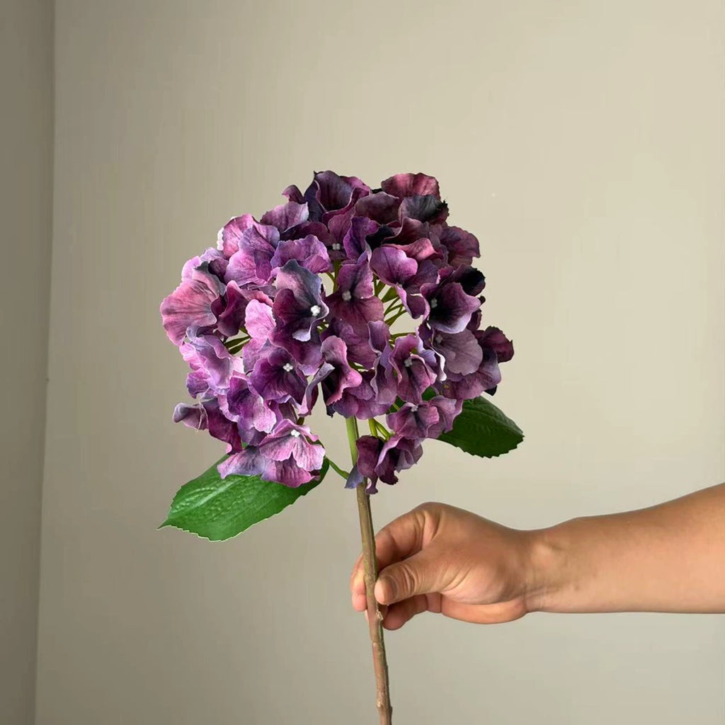 Fleurs artificielles Hortensia à grands pétales dégradés, 46 cm, violet profond, décoration intérieure, mariage, terrasse, cadeau