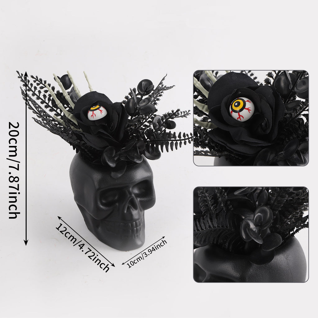 Plante Squelettique Halloween 20cm en Plastique, Décoration Gothique, Idéal pour Mariages, Fêtes et Décorations d'Intérieur