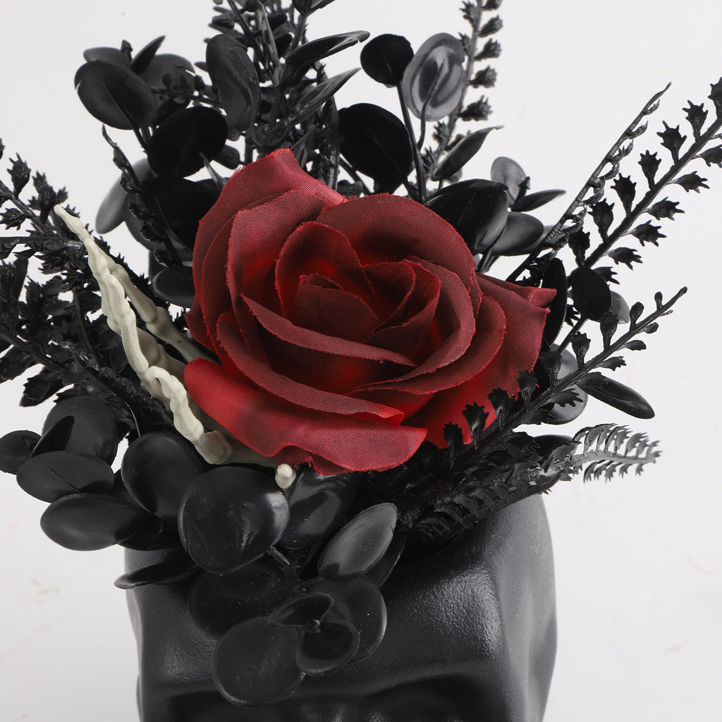 Plante Squelettique Halloween 20cm en Plastique, Décoration Gothique, Idéal pour Mariages, Fêtes et Décorations d'Intérieur
