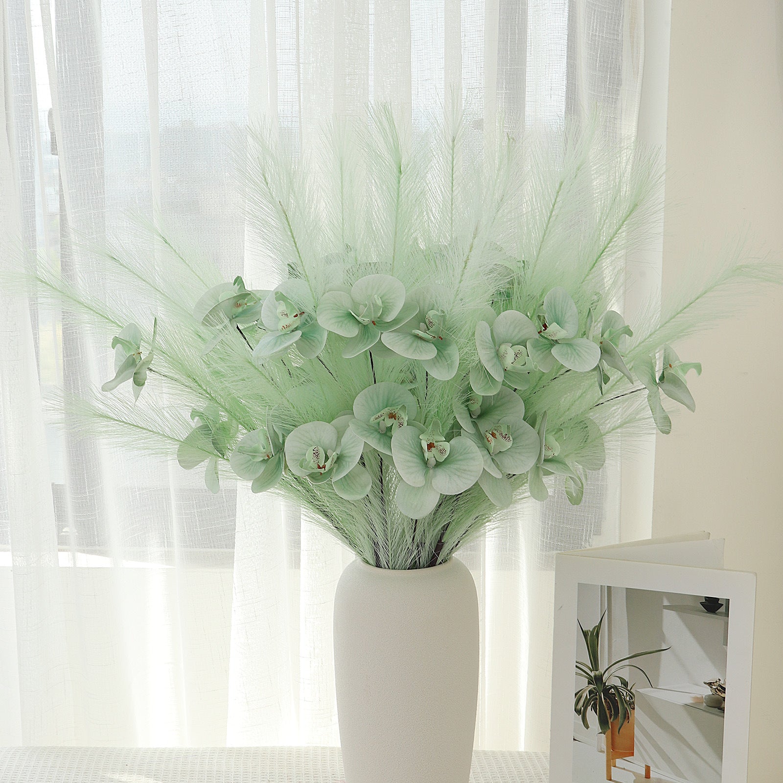 Fleurs artificielles Orchidée Phalaenopsis en soie, 72 cm, décor élégant pour vases, maison, mariage, café, style rétro français