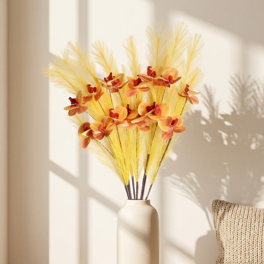 Fleurs artificielles Orchidée Phalaenopsis en soie, 72 cm, décor élégant pour vases, maison, mariage, café, style rétro français