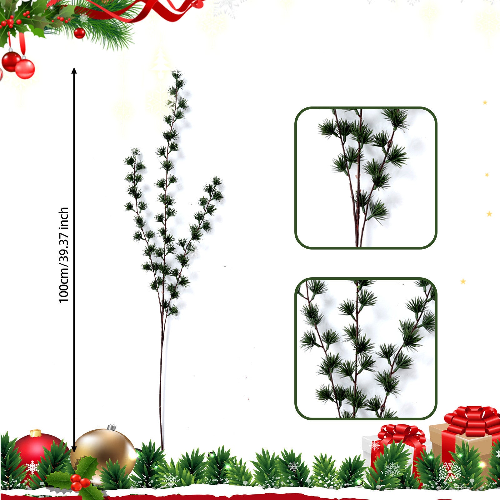 Branche de Pin Artificielle de Noël, 73 cm, en Plastique, Décoration de Maison, Fête, Mariage, Ambiance Élégante