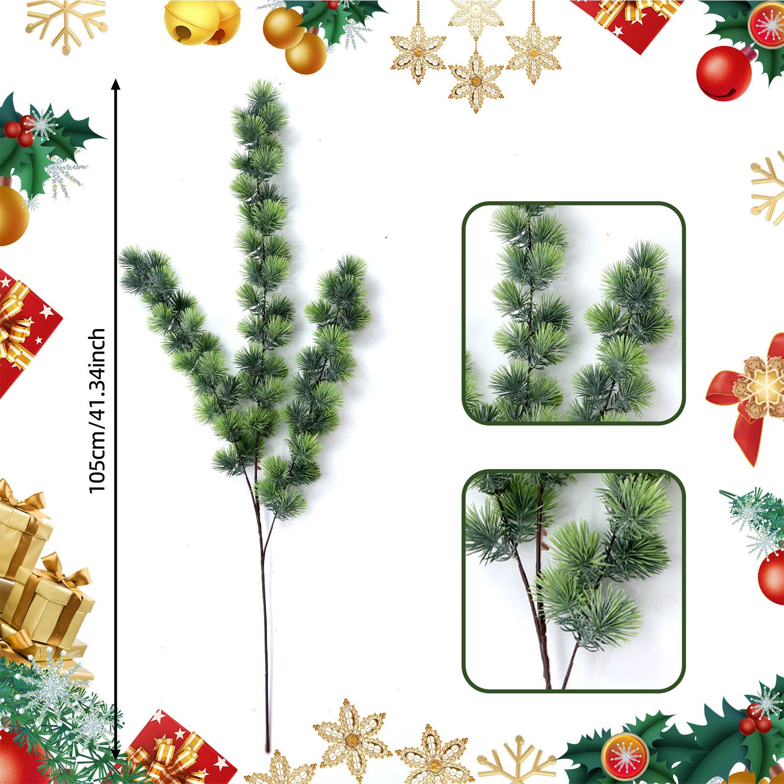 Branche de Pin Artificielle de Noël, 73 cm, en Plastique, Décoration de Maison, Fête, Mariage, Ambiance Élégante