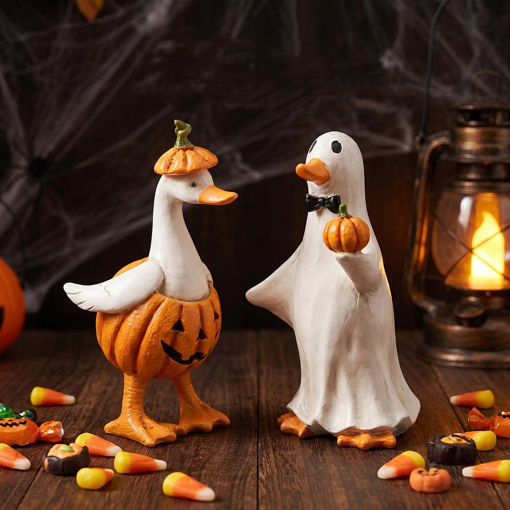 Décoration Halloween Canard Momie Citrouille Sorcière Fantôme, Résine, 15 cm, Intérieur Extérieur, Mariage, Boutique, Cimetière