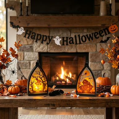 Décoration d'Halloween Mini Citrouille Fantôme Maison Hantée, 16 cm, Ambiance Mystérieuse, Décoration Intérieure Extérieure, Cadeau Festif