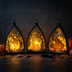 Décoration d'Halloween Mini Citrouille Fantôme Maison Hantée, 16 cm, Ambiance Mystérieuse, Décoration Intérieure Extérieure, Cadeau Festif