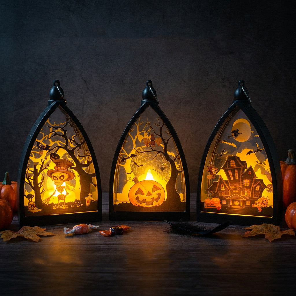 Décoration d'Halloween Mini Citrouille Fantôme Maison Hantée, 16 cm, Ambiance Mystérieuse, Décoration Intérieure Extérieure, Cadeau Festif
