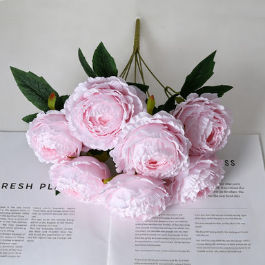 Bouquet de pivoines artificielles, 7 têtes, 49 cm, idéal pour mariages et décoration intérieure