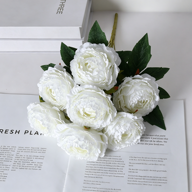 Bouquet de pivoines artificielles, 7 têtes, 49 cm, idéal pour mariages et décoration intérieure