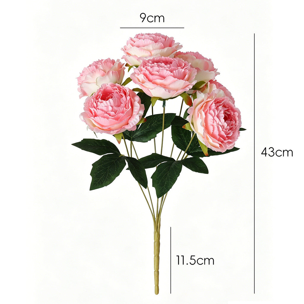 Bouquet de pivoines artificielles, 7 têtes, 49 cm, idéal pour mariages et décoration intérieure
