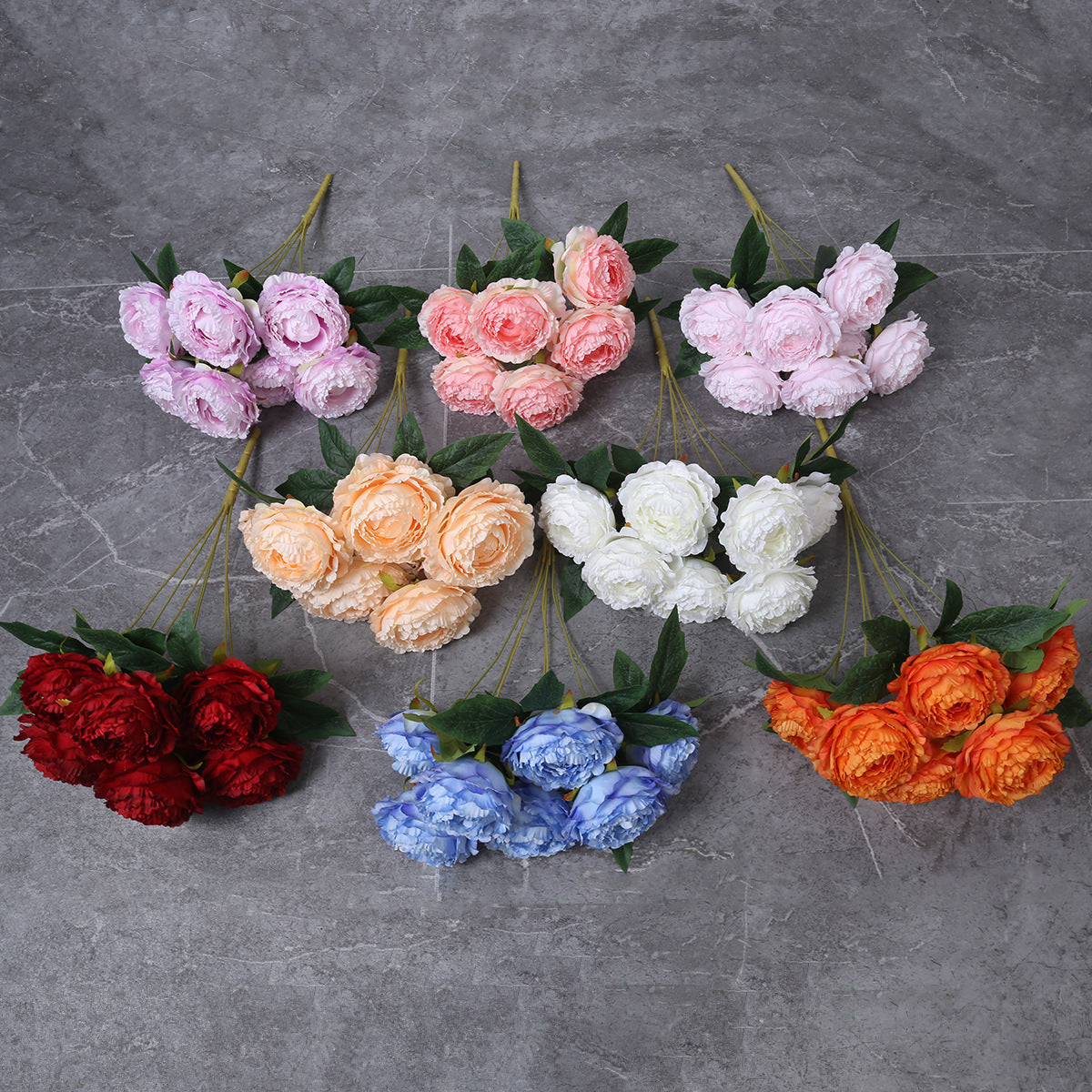 Bouquet de pivoines artificielles, 7 têtes, 49 cm, idéal pour mariages et décoration intérieure