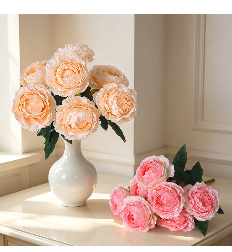 Bouquet de pivoines artificielles, 7 têtes, 49 cm, idéal pour mariages et décoration intérieure
