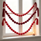 Guirlande de boules en tissu rouge, décoration de Noël, 230 cm, 18 boules