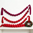 Guirlande de boules en tissu rouge, décoration de Noël, 230 cm, 18 boules