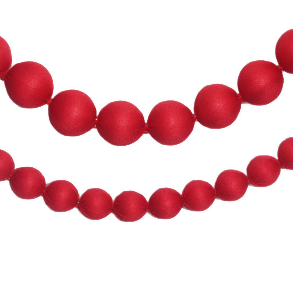 Guirlande de boules en tissu rouge, décoration de Noël, 230 cm, 18 boules