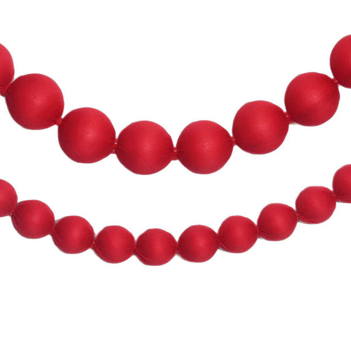 Guirlande de boules en tissu rouge, décoration de Noël, 230 cm, 18 boules