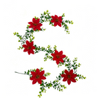 Guirlande décorative en poinsettia artificiel, 180 cm, idéale pour Noël, mariages et décoration intérieure, élégance rétro française