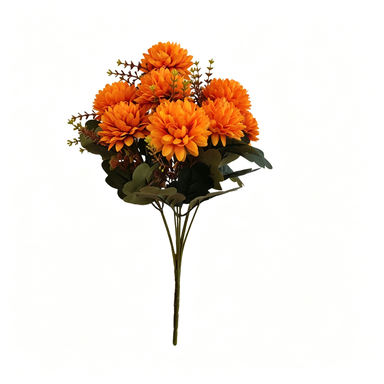 Chrysanthèmes en soie artificielle, bouquet de 8 tiges, 37 cm, idéal pour décoration de mariage et intérieur, 48 fleurs, sans vase